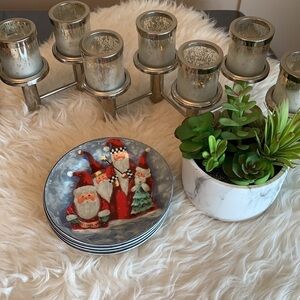 Vintage🧚‍♀️Decorative Winterlude Santa Desert Plate Set OF 4